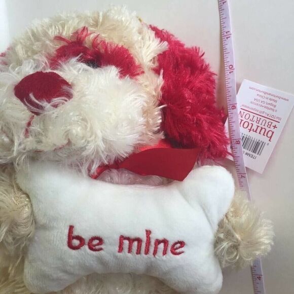Valentines Day Be Mine White Red Dog Plush Burton & Burton Stuffed Toy Pup 12" - Picture 3 of 8